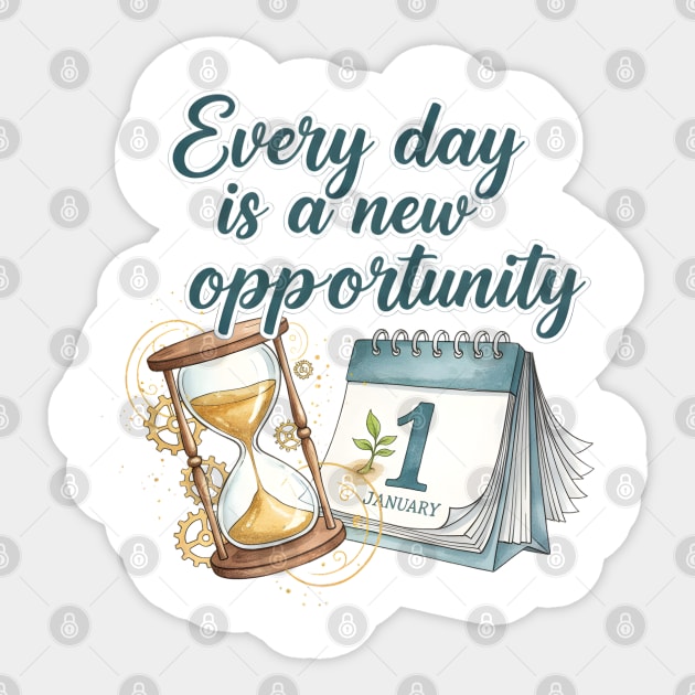 A New Day A New Opportunity Sticker by Creatifly Graphic Tees